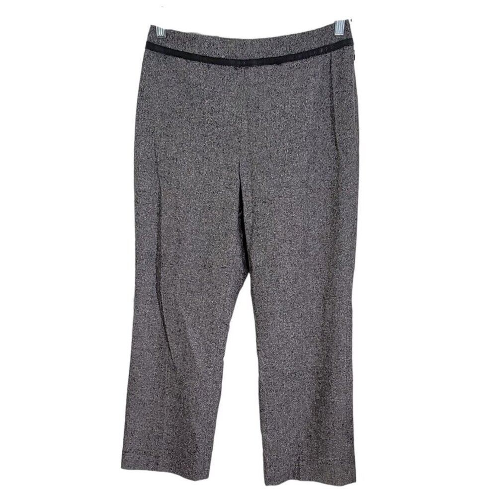 Pendleton Womens Gray Flat Front Leather Trim Pants Side Zip Straight Size 6P